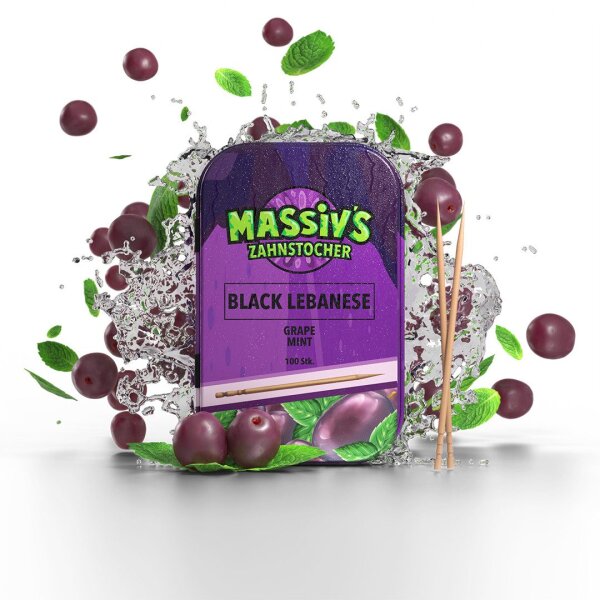 Massiv’s | Zahnstocher - Black Lebanese • Grape Mint • 100 Zahnstocher