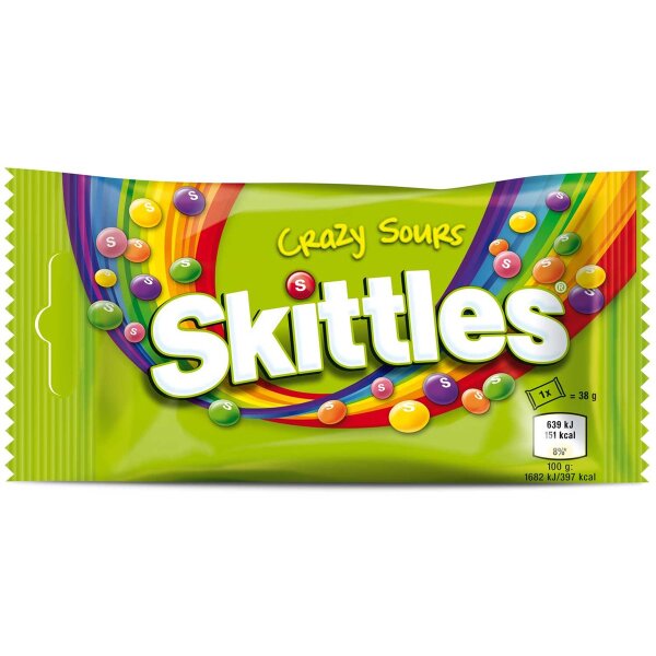 Skittles | Crazy Sours • Kaudragees in knuspriger Zuckerhülle • 38g